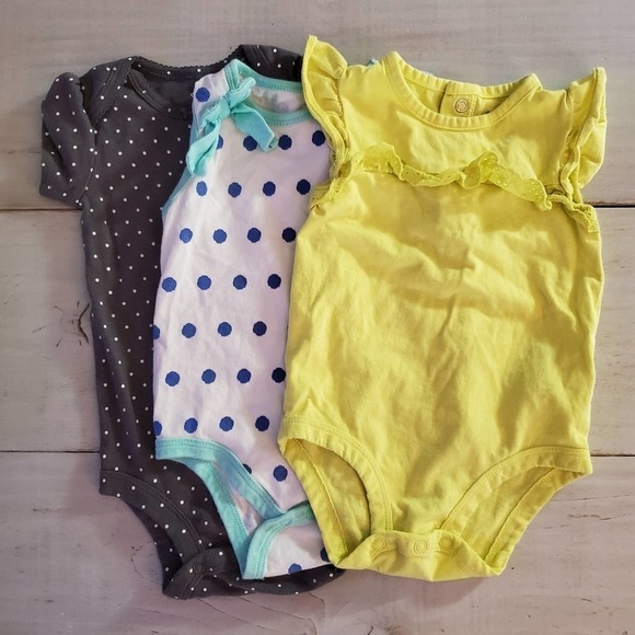 Onesie Bundle 9 month Yellow Blue Gray - Picture 5 of 5